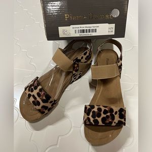 Leopard wedge sandals